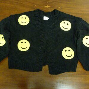 Luna Ivy Open Front Smiley Face Cardigan. Size Large